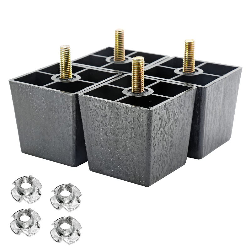 Murtenze 4Pack 2 inch Sofa Legs  Square Tapered Plastic Couch Legs Replacement Furniture Legs with M8 Hanger Bolts for Chair Sofa Dresser Cabinet Loveseats Ottoman Bed - Image 1